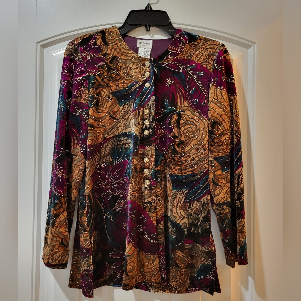gold sparkle velvet floral & animal print light jacket 8P